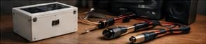 A small electronics enclosure on a workbench